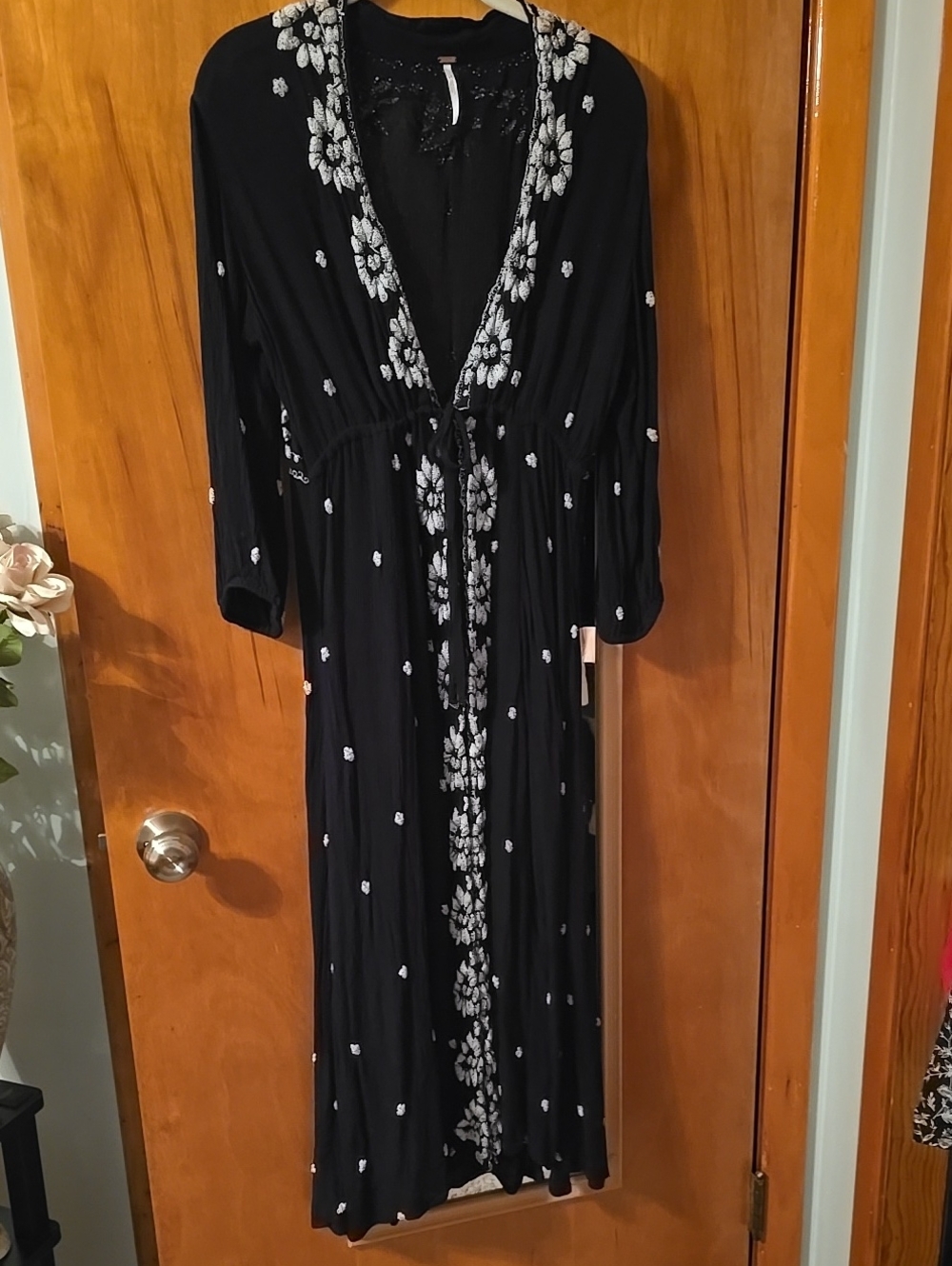 Free People | Dresses | Free People Embroidered Fable Midi Dress In Black Size S